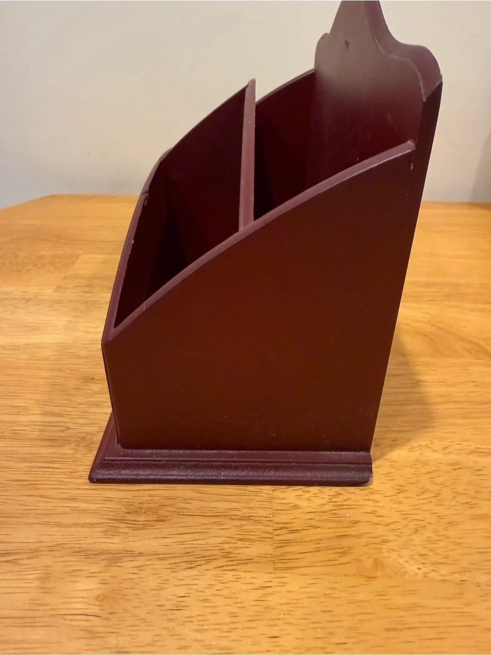 Vintage Wooden Desk Organizer- Burgundy Multi-Compartment